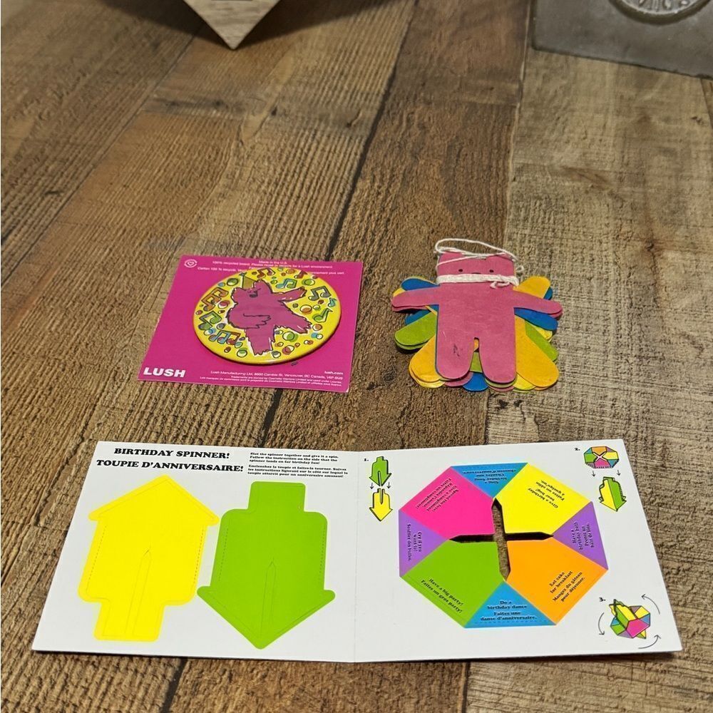 Lush cosmetics birthday banner, button & spin game